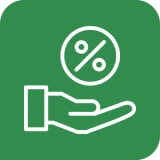 Financial assistance icon with percentage